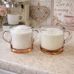🍓 5 FOR $40 glass Victorian regencycore ombré gold rimmed sugar & creamer set.